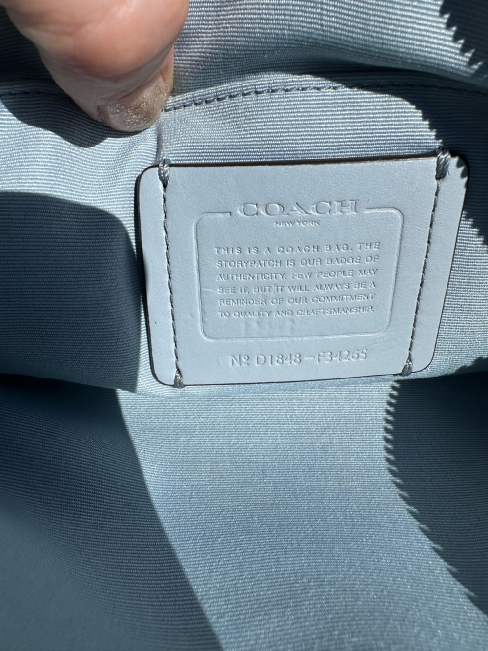 Coach Light Blue Pebbled Leather Crossbody Bag with Silver Hardware - Picture 6 of 9